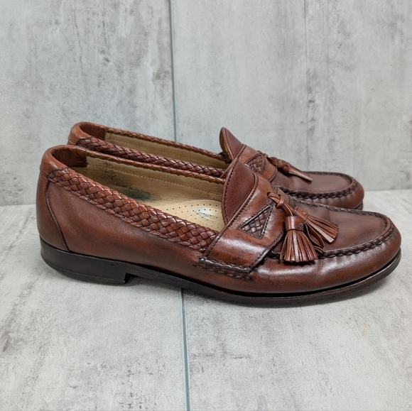 Allen Edmunds Maxfield Brown Moc Toe Tassel Mens Loafer Shoe Size 9.5 D main image 9